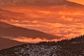 Inversion clouds from Mala Chochula peak in Low Tatras during winter sunrise Royalty Free Stock Photo