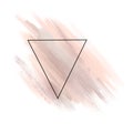 An inverted black triangle on a pale pink watercolor background. Digital illustration