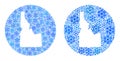 Inverted Circle Idaho State Map - Snowflake Mosaic with Empty Space