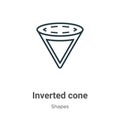 Inverted cone outline vector icon. Thin line black inverted cone icon, flat vector simple element illustration from editable