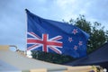 Inverted New Zealand flag flies at the Cranmer Square protest