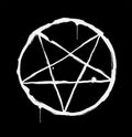 Inverted pentagram in the circle as symbol of satanism and satanist sect Royalty Free Stock Photo