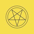 Inverted pentagram icon. Symbols of Satan and Satanism. A five-pointed star with two upward beams. Isolated vector object