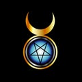 Inverted pentagram with triple goddess
