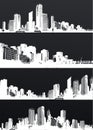Inverted set of black and white panorama cities.