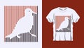 Inverted Silhouette of turtledoves bird with brown and black stripes isolated on white background. Vector T-shirt Inverted