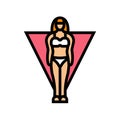 inverted triangle female body type color icon vector illustration