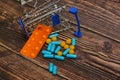 Inverted trolley and pills and medicines lie nearby, the concept of the uselessness and futility of treatment