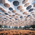 Inverted Umbrella Swarm A collection of inverted umbrellas 