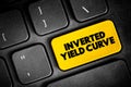 Inverted Yield Curve - shows that long-term interest rates are less than short-term interest rates, text button on keyboard