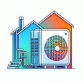 Inverter heatpump abstract illustration with copy space on white