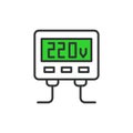 Inverter 12 - 220 V icon in line design, green. Inverter, 12V, 220V, Power, DC, AC, Voltage, Converter isolated on white Royalty Free Stock Photo