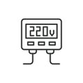 Inverter 12 - 220 V icon in line design. Inverter, 12V, 220V, Power, DC, AC, Voltage, Converter isolated on white Royalty Free Stock Photo