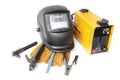 Inverter welding machine and mask, Electrode welding equipment Royalty Free Stock Photo