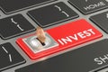 Invest concept, red keyboard button. 3D rendering