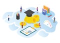 Invest in education concept with modern isometric or 3d style Royalty Free Stock Photo