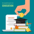 Invest in education concept. Vector illustration Royalty Free Stock Photo