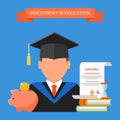 Invest in education concept. Vector illustration Royalty Free Stock Photo