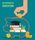 Invest in education vector concept. Stack of books Royalty Free Stock Photo