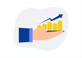 Invest in gold concept design. Illustrations of hand holding golden chart - Vector illustration.