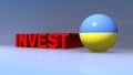 Invest with Ukraine flag on blue Royalty Free Stock Photo