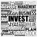 Invest word cloud collage, business concept background Royalty Free Stock Photo