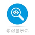 Investigate icon. Magnifying glass with eye.