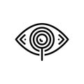 Black line icon for Investigate, supervising and eye Royalty Free Stock Photo