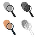 Investigation by fingerprint magnifier, crime. Loupe is a detective tool, single icon in cartoon style vector symbol Royalty Free Stock Photo