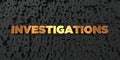 Investigations - Gold text on black background - 3D rendered royalty free stock picture