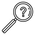 Investigator question magnifier icon, outline style