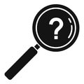 Investigator question magnifier icon, simple style