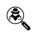 Black solid icon for Investigators, detective and search