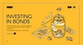 Investing in bonds isometric landing page, banner