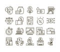 Investing business financial economy money icons set line style icon Royalty Free Stock Photo