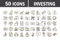 Investing business financial economy money icons set line style icon