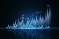 Investing and economy growth concept with front view on digital financial chart candlestick on dark blue trader monitor screen Royalty Free Stock Photo