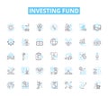 Investing fund linear icons set. Stocks, Bonds, Mutual, ETFs, Options, Hedge, Commodities line vector and concept signs