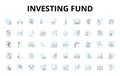 Investing fund linear icons set. Stocks, Bonds, Mutual, ETFs, Options, Hedge, Commodities vector symbols and line