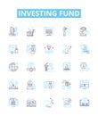 Investing fund vector line icons set. Investing, fund, investment, capital, portfolio, markets, shares illustration