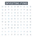 Investing fund vector line icons set. Investing, fund, investment, capital, portfolio, markets, shares illustration