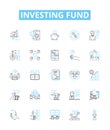 Investing fund vector line icons set. Investing, fund, investment, capital, portfolio, markets, shares illustration