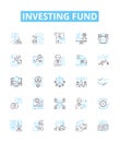 Investing fund vector line icons set. Investing, fund, investment, capital, portfolio, markets, shares illustration