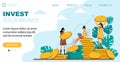Investing landing page. Concept vector illustration for investment, banking, finance, wealth grow.