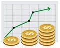 Investing money. Money growth graph Royalty Free Stock Photo