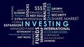 Investing and share market related words animated text word cloud.