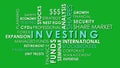 Investing and share market related words animated text word cloud.