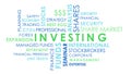 Investing and share market related words animated text word cloud.