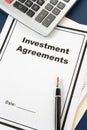 Investment Agreement document Royalty Free Stock Photo