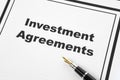 Investment Agreement contract Royalty Free Stock Photo